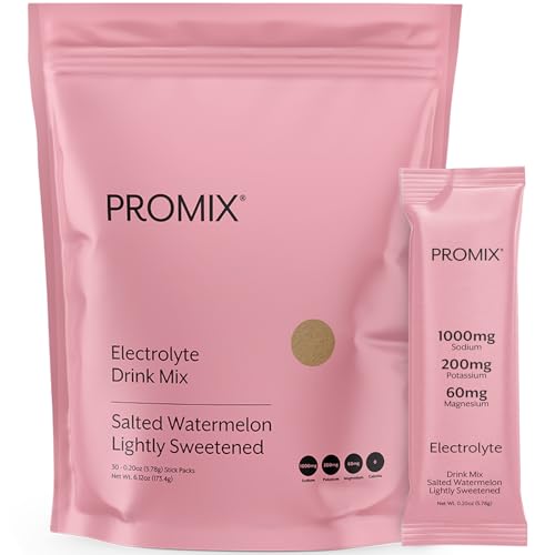 ProMix Nutrition Electrolytes Powder Hydration Packets - Himalayan Pink Salt, Magnesium, Potassium, Vitamin C - Salted Watermelon, Lightly Sweetened - 30 Servings (Pack of 30)