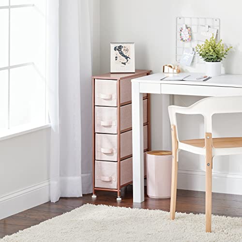 mDesign Narrow Dresser Storage Tower Stand with 4 Removable Fabric