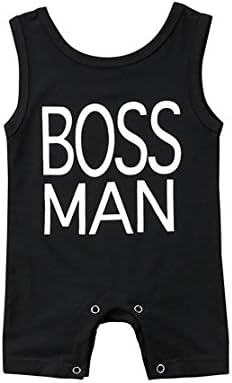 Baby Boy Romper Black Boss Man Print Baby Boy Jumpsuit Sleeveless Summer Shorts