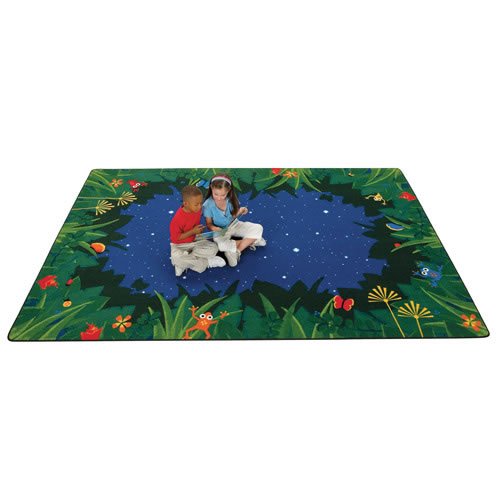 Printed Peaceful Tropical Night Rectangle Kids Rug
