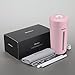 CLEEFUN Mini Humidifiers for Office Desk Kids Home Bedroom Hotel Cars Travel, 230ML, with LED Night Light, Quiet-Operation (Pink)