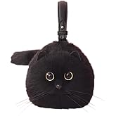 Micotaku Kawaii Cat Shaped Purse - Soft Faux Fur Cat Purse Crossbody Bag for Women Cosplay Halloween (Black/White/Gray)