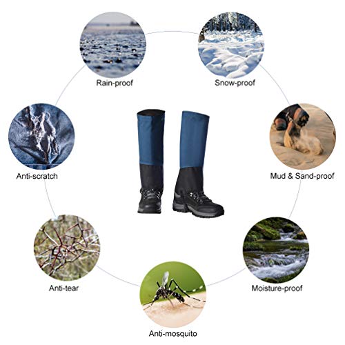RUNACC Leg Gaiters Waterproof Shoe Gaiters for Outdoor Hiking Walking Hunting Mountain Climbing and Snowshoeing, Anti-Tear Oxford Fabric