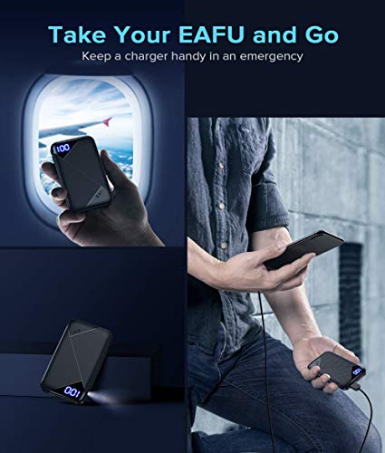 EAFU Portable Charger, LED Display Dual 3A High-Speed Power Bank with USB C, The Lightest 6000mAh External Phone Battery Pack Compatible with iPhone 12 11 Pro X 8 AirPods iPad Samsung S20 Google etc.