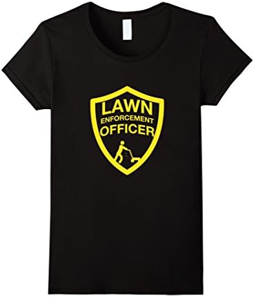 Womens Lawn Enforcement Officer Grass Cutter Lawn Mower T-Shirt Medium Black