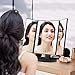 EASEHOLD Lighted Vanity Makeup Mirror Tri-Fold with LED Light Bars 180 Degree Free Rotation Table Countertop Cosmetic Bathroom Mirror (Black)
