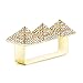 Wellotus Punk Alloy Pyramid Ring Rhinestone Hip Hop Rapper Red Lip Kiss Ring Costume Jewelry, 2 Finger Size