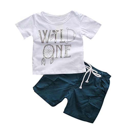 JUNKE 2017 Hot Fation Baby Boys Letter Print T-shirt Tops + Shorts Pants Clothes Outfits Sets