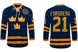 Hockey #21 P Forsberg Jersey Team Sweden Ice Hockey Jerseys Embroidered 100% Stitched Blue Custom Your Name & Number