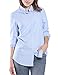 Seeksmile Women's Cotton Long Sleeve Button Down Shirt (Large, Blue)
