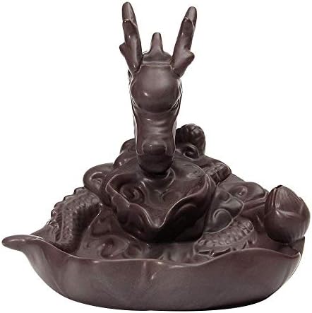 Handmade Ceramic Glaze Dragon Backflow Incense Holder Burner Figurine Incense Cone Container Family Office Decor Creative
