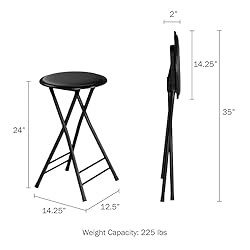 Folding Stool - Backless 24-Inch Stool with 225lb