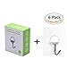 Rulaii Adhesive Wall Hooks (Max: 15lb) - Powerful Nail Free Transparent Reusable Heavy Duty Sticky Wall & Ceiling Hooks for Bathroom Kitchen (6 pcs)
