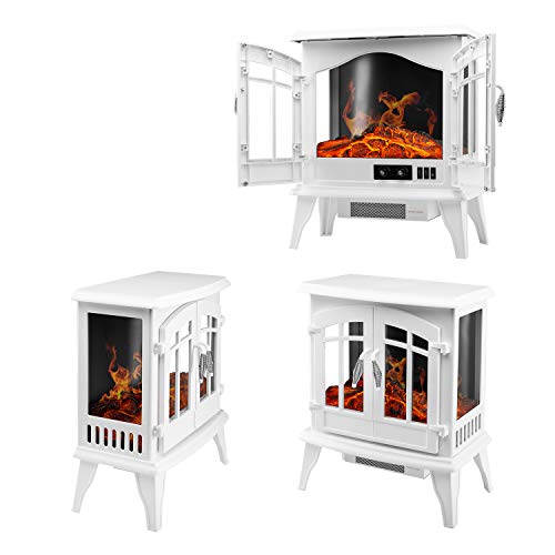 AuAg 21" 1500W Electric Log Fireplace Freestanding Heater Flames Infrared Quartz Portable Firebox with 3D Realistic Flame Effect, with Over-Heating Protection, Good for Living Room