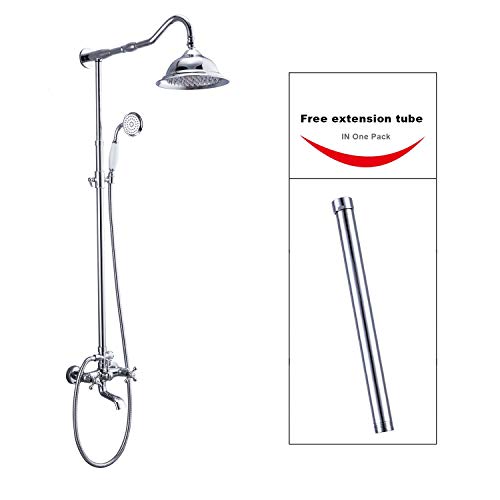 Aolemi Polish Chrome Shower Fixture Set with 12 Inch Extension Tube Hand Sprayer and Tub Spout