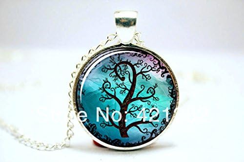 Pretty Lee 2015 Fashion Tree Of Life Pendant Swirl Tree Woodland Jewelry Glass Photo Cabochon Necklace 2889 Christmas gift
