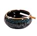 WaaHome Ashtray Round Glossy Ceramic Ashtrays for Cigarettes,Gifts and Home Office Decoration (Blue)