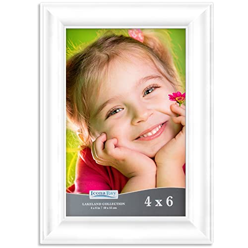 Icona Bay 6x4 White Picture Frame, Contemporary Photo Frame 6 x 4, Composite Wood Frame for Walls or Table Top, Lakeland Collection