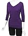 Made By Johnny MBJ WT1036 Womens V Neck 3/4 Sleeve Dolman Top with Side Shirring XXL Dark_Purple