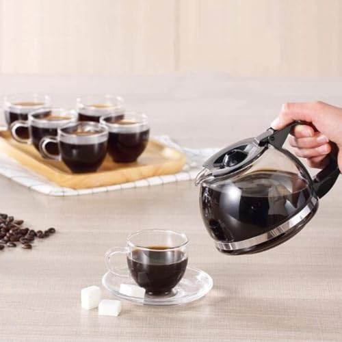 Drip Coffee Maker 650ml, 6 Cup Coffee Maker with Glass Carafe, Reusable Filter Coffee Maker, Auto Shut Off & Keep Warm Function, Compact Coffee Maker Machine 650W, Black