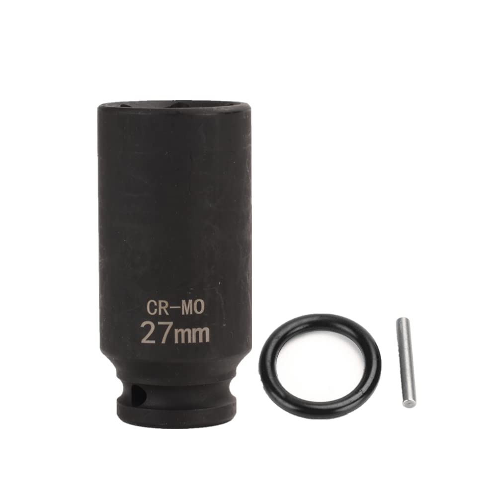 FLZOSPER 1/2 Inch Drive x 27 mm Deep 6-Point Impact Socket，CR-MO