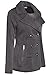 BodiLove Women's Stylish and Warm Peacoat with Sherpa Lining Charcoal L