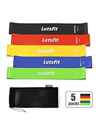 Letsfit bandas de resistencia, bandas de ejercicio de resistencia para el hogar, fitness, crossfit, estiramiento, entrenamiento de fuerza, terapia física, bandas de entrenamiento de látex natural, Pilates Flexbands, 12" x 2"