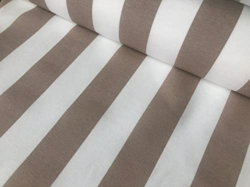 Sofia Striped Fabric - 4cm Wide White Stripes for Curtains Upholstery Home Decor Table Runner Material - 140cm Wide (Beige, 2 Metres)