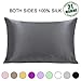 Ravmix Silk Pillowcase for Hair and Skin Both Sides 21Momme Silk Pillow Case Standard Size with Hidden Zipper, 1PCS, 20×26inches, Space Gray