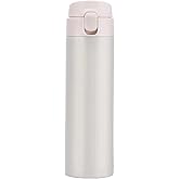 Vacuum Insulated Bottle Thermal Water Bottle Travel Coffee Mug with Safety Buckle Lid Stainless Steel Leak Proof Tumbler Water Flask 15.2 Oz/450ml(White)
