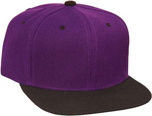 Purple &amp; Black 2-Tone Vintage Style Snap Back Flat Bill Adjustable Baseball Cap Hat