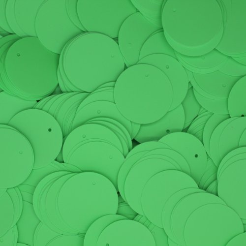 20mm Flat Round SEQUIN PAILLETTES ~ Opaque GREEN Fluorescent Neon ~ Loose sequins for embroidery, bridal, applique, arts, crafts, and embellishment. Made in USA.