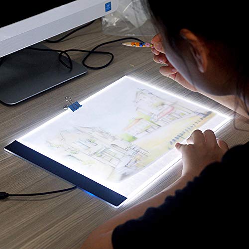 Portable A4 Ultra-Thin LED Art craft Tracing Light Box, Template Drawing Copyboard Tracking Pad with USB Cable for Artists, Sketching, Animation, Designing, Tattoo, Architecture (No dimming & No scal)