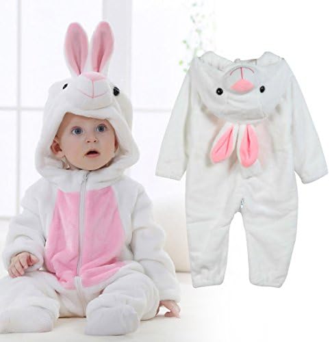 TRENDINAO Newborn Baby Girl Boy Winter Clothes White Rabbit Hooded Romper Warm Outwear Halloween Animal Clothes