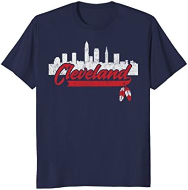 Mens Cleveland Shirt Cleveland Skyline Native American Feather Medium Navy