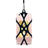 Rocontrip Silicone Case Phone Holder with Detachable Lanyard Strap for iPhone 7 6S iPhone 6S Plus,Samsung, 4.0-5.5 inch (Black)