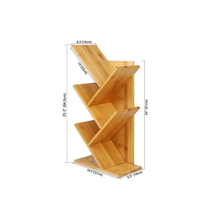 Tree Bookshelf, Bamboo Wood Bookcase Rack 4Tier Book Rack, Free
