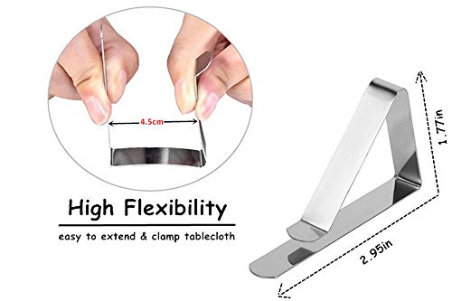 Branger Tablecloth Clips 24 Pack, Stainless Steel Picnic Table Cloth Clips, Flexible Outdoor Indoor Table Cover Clamps/Holders for Party, Camping, Wedding & Household - Thumbnail 2