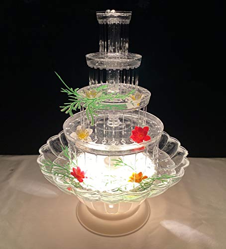 Crafts Central 18 Inch Lighted Clear Plastic Water Fountain for Weddings or Cake Centerpiece