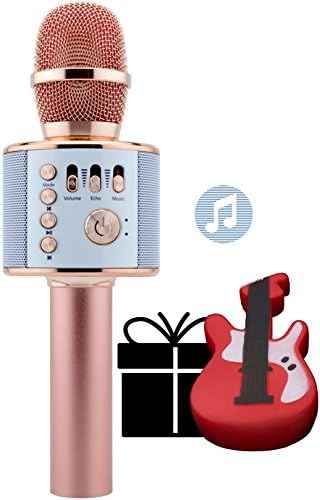 DaCalie Karaoke Microphone Wireless Bluetooth Includes Smartphone Holder, 4-in-1 Portable Handheld Karaoke Machine Mic with Speaker for iPhone/Android/iPad/PC (Rose Gold)