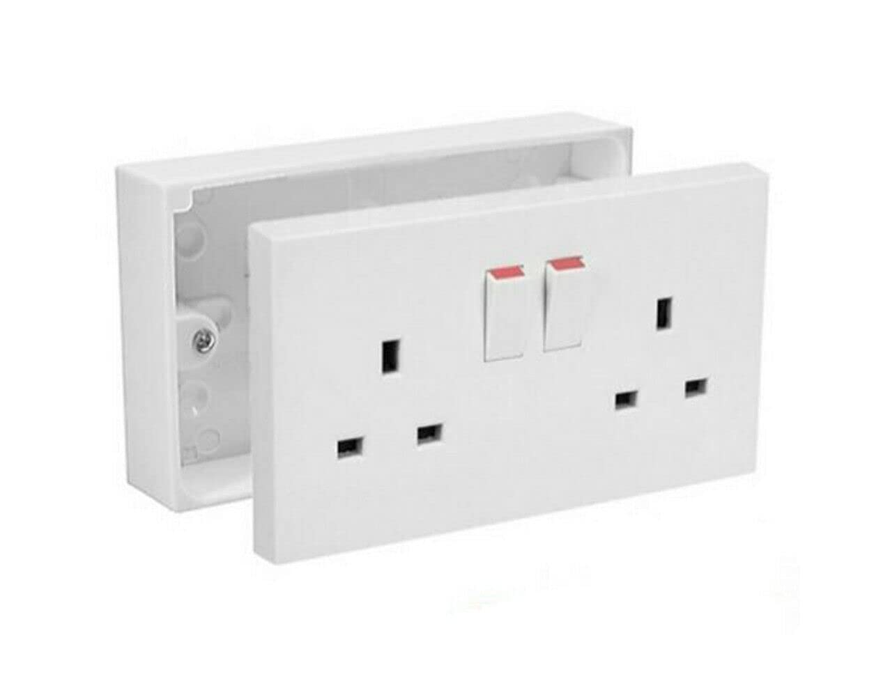 Mr Gadget's Solutions 3pin UK Electrical Plug Socket Wall Faceplate With Back Box