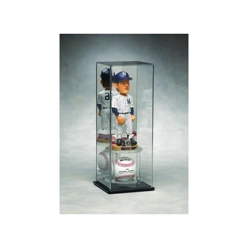 Mirrored Back Large Bobble Head Display Case with Baseball Holder on