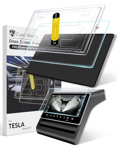 CYBERBEANS 16 inch + 8 inch screen protector for Tesla Model y Juniper 2026 | Tempered Glass Accessories Anti-Fingerprint, Bubble-Free, 9H Hardness, With Installation Kit