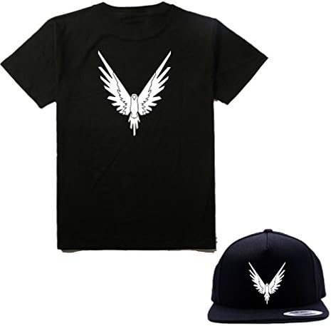 Graphic Teez Apparel Maverick Bird White Adult Black Unisex T-Shirt and Maverick Bird White Black Cap Hat Combo