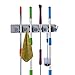 SummerPower Broom Organizer Non-Slip Mop Holder Wall Mount with 4 Position and 5 Hooks,Storage Solutions for Broom Holders, Garage Storage Systems Broom Organizer for Garage Shelving