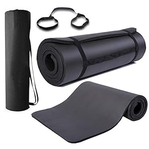 JS One 15mm Thick Non Slip Gym Exercise Fitness Equipment Pilates Yoga Mat & Carrier