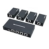 HDMI Extender Splitter 1 to 4 Over Ethernet Cat5e / Cat6 / Cat7 Up to 50M (165Ft), with IR, EDID, 1080P @60Hz AV Signals Lossless Transmission