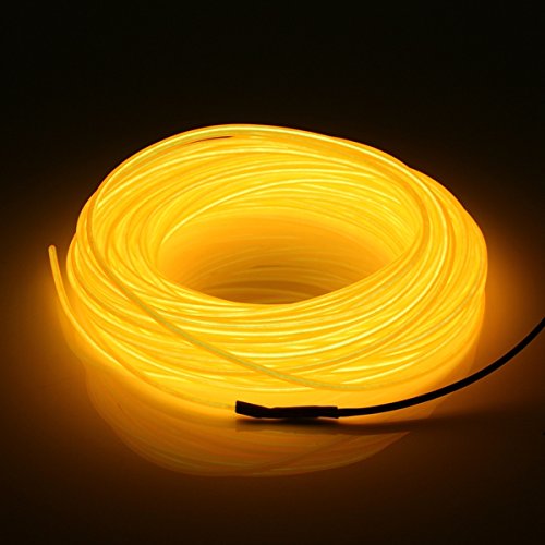 MASUNN 20M EL Led Flexible Soft Tube Wire Neon Glow Car Rope Strip Light Xmas Decor DC 12V-Yellow