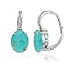 Sterling Silver Simulated Turquoise Oval Drop Leverback Earrings