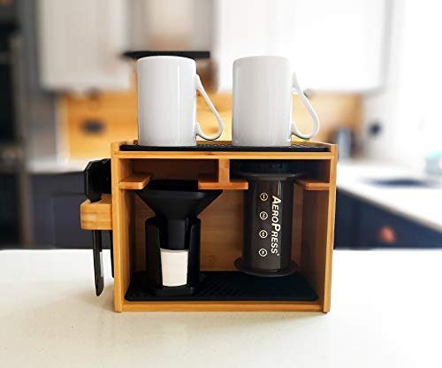 Hexnub Organizer for Aeropress Coffee Maker Premium Bamboo Stand Caddy Station Holds Aeropress Coffee Maker Filters Cups Accessories with Silicone Dripper Mat Hexnub Organizer for Aeropress Coffee Maker Premium Bamboo Stand Caddy Station Holds Aeropress Coffee Maker Filters Cups Accessories with Silicone Dripper Mat
